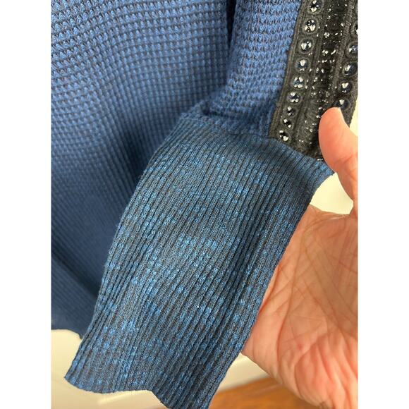 Soft Surroundings Navy and Black Bailey Thermal Top Long Sleeve Small - Picture 2 of 7